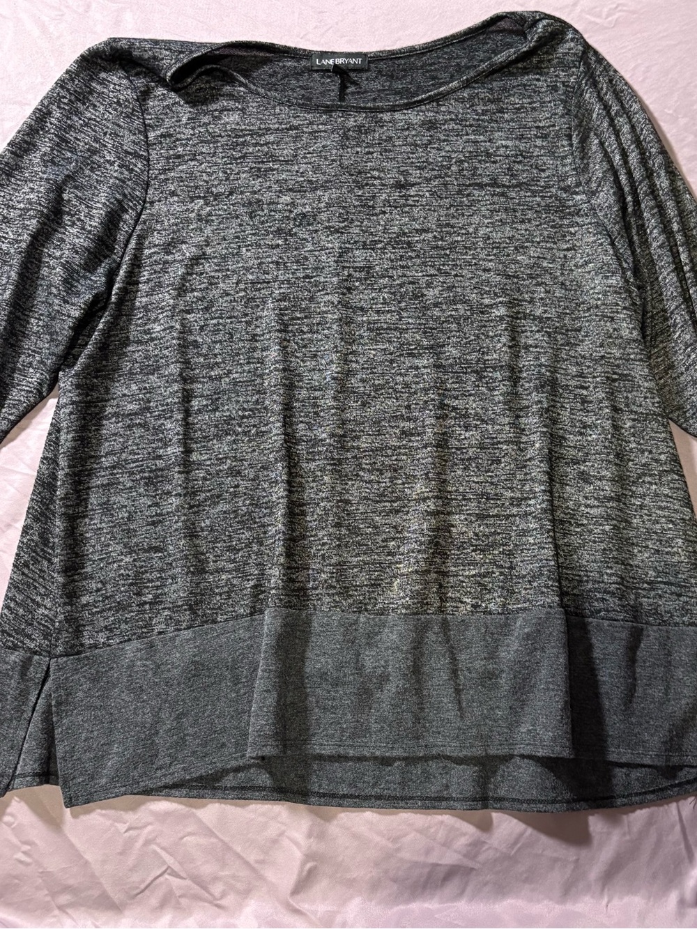 Lane Bryant Gray Marled Knit Pullover with Hem Band